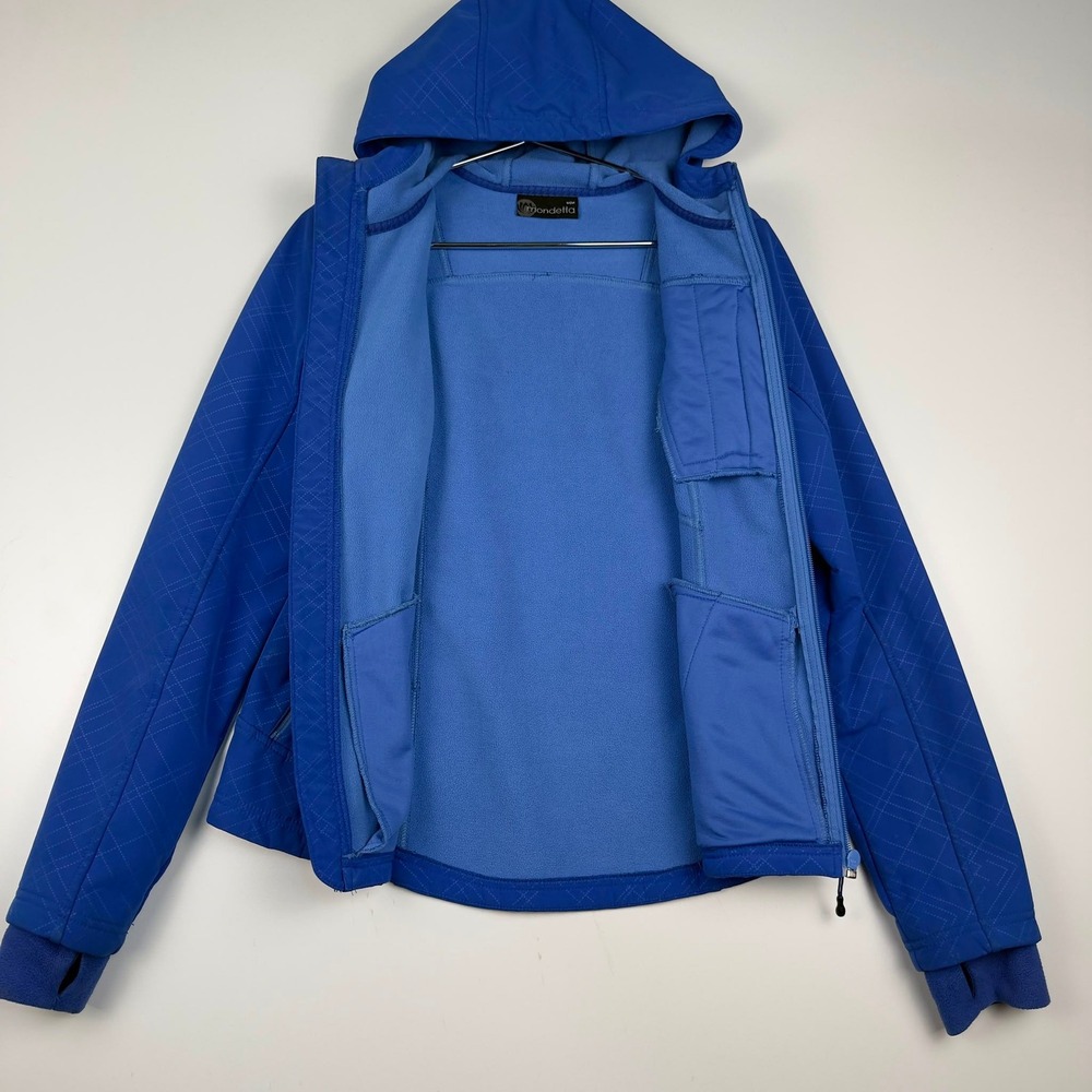 Mondetta Softshell Jacket Blue Fleece Lined Hooded Full Zip Women's Medium
